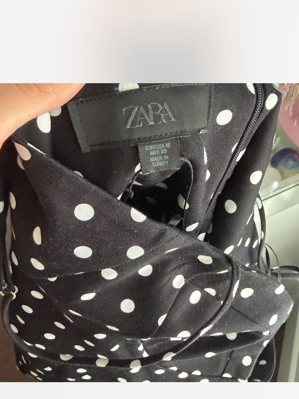 Zara Black Polka Dot Spaghetti Strap Mini Dress - Picture 6 of 6
